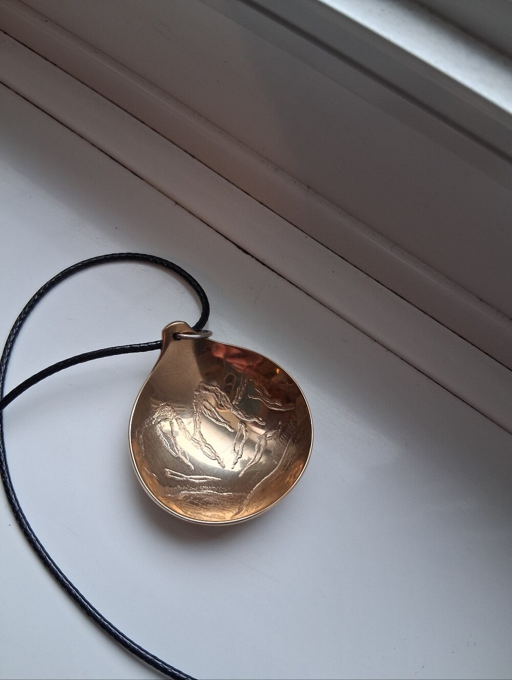 Brass Colored Spoon Pendant Alberta Mountain Range